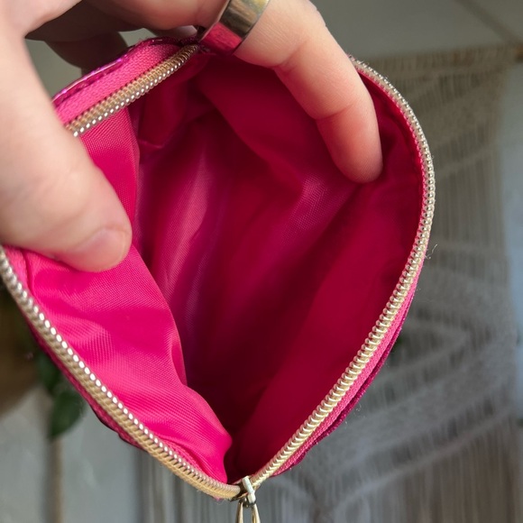 Makeup Bag Set - Pink Glitter & Floral Orchid Print Cosmetic Pouches 2 Piece Set - Picture 7 of 8